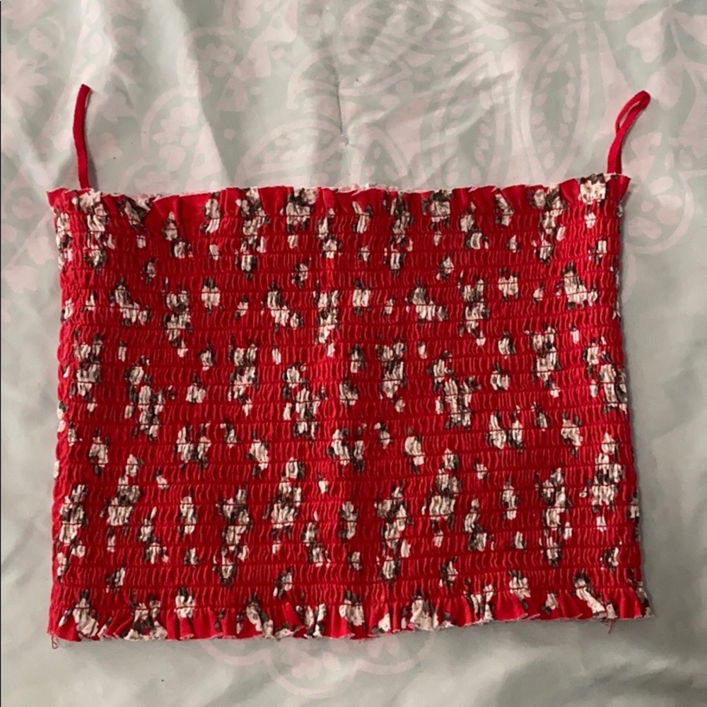 Red flowery tube top